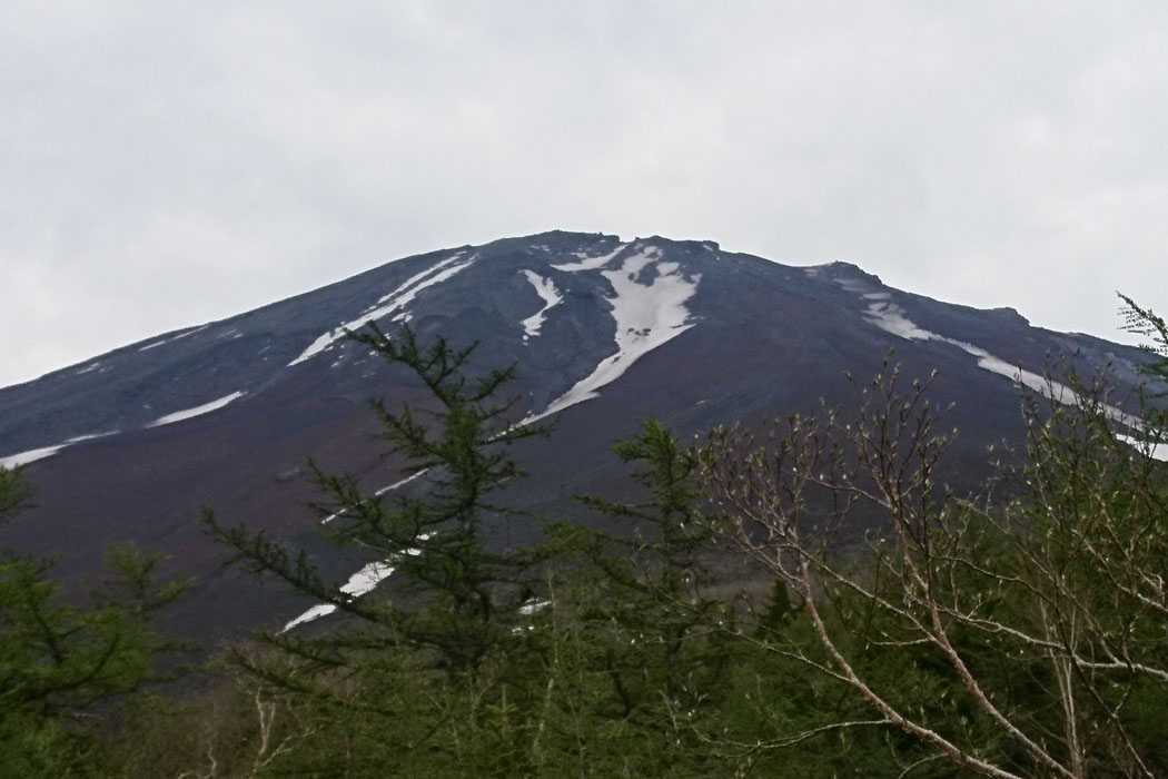 曇りながら富士山の山頂はくっきり見える。